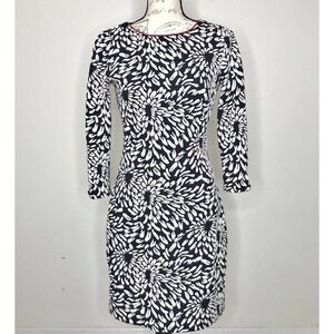 BELLE BADGLEY MISCHKA Blue/White Floral Stretch Textured Knit Dress size 4